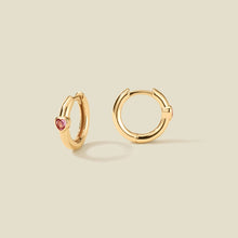 Load image into Gallery viewer, Pink Heart Huggie Hoop Earrings