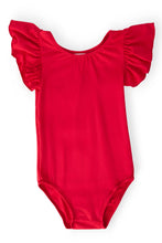 Load image into Gallery viewer, Red S/S Flutter Sleeve Leotard