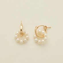 Load image into Gallery viewer, Pearl Halo Hoop Earrings