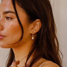 Load image into Gallery viewer, Single Pearl Hoop Earrings