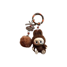 Load image into Gallery viewer, Labubu Sitting Pose Flocked Keychain