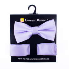 Load image into Gallery viewer, Poly Woven Men's Banded Bow Tie and Hanky Set - BTH6308