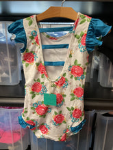 Load image into Gallery viewer, Leo Luvs Leotard Blue Floral Flutter Sleeve