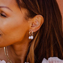 Load image into Gallery viewer, Single Pearl Hoop Earrings