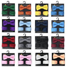 Load image into Gallery viewer, Poly Woven Men's Banded Bow Tie and Hanky Set - BTH6308