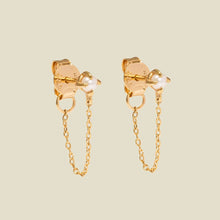 Load image into Gallery viewer, Pearl Chain Huggie Studs