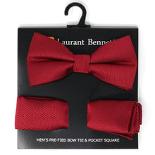Load image into Gallery viewer, Poly Woven Men's Banded Bow Tie and Hanky Set - BTH6308