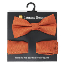 Load image into Gallery viewer, Poly Woven Men's Banded Bow Tie and Hanky Set - BTH6308