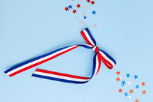 Load image into Gallery viewer, Red, White and Blue Long-Tail Bow