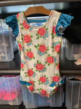 Load image into Gallery viewer, Leo Luvs Leotard Blue Floral Flutter Sleeve