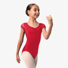 Load image into Gallery viewer, So DANCA, FAB DEB - SL139 CHILD FLORAL LACE CAP SLEEVE LEOTARDy