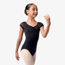 Load image into Gallery viewer, So DANCA, FAB DEB - SL139 CHILD FLORAL LACE CAP SLEEVE LEOTARDy