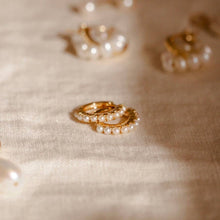 Load image into Gallery viewer, Pearl Huggie Hoop Earrings