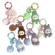 Load image into Gallery viewer, Labubu Sitting Pose Flocked Keychain