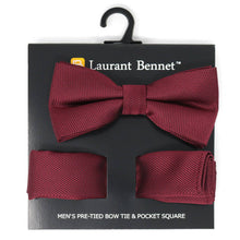 Load image into Gallery viewer, Poly Woven Men's Banded Bow Tie and Hanky Set - BTH6308