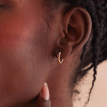Load image into Gallery viewer, Pink Heart Huggie Hoop Earrings
