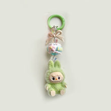 Load image into Gallery viewer, Flocked Mini Bow Cake Labubu Keychain Phone Bag Charm