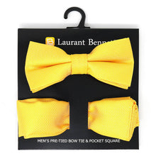 Load image into Gallery viewer, Poly Woven Men's Banded Bow Tie and Hanky Set - BTH6308